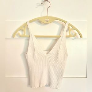 Cropped V-Neck Knit Strappy Tank | Size Small